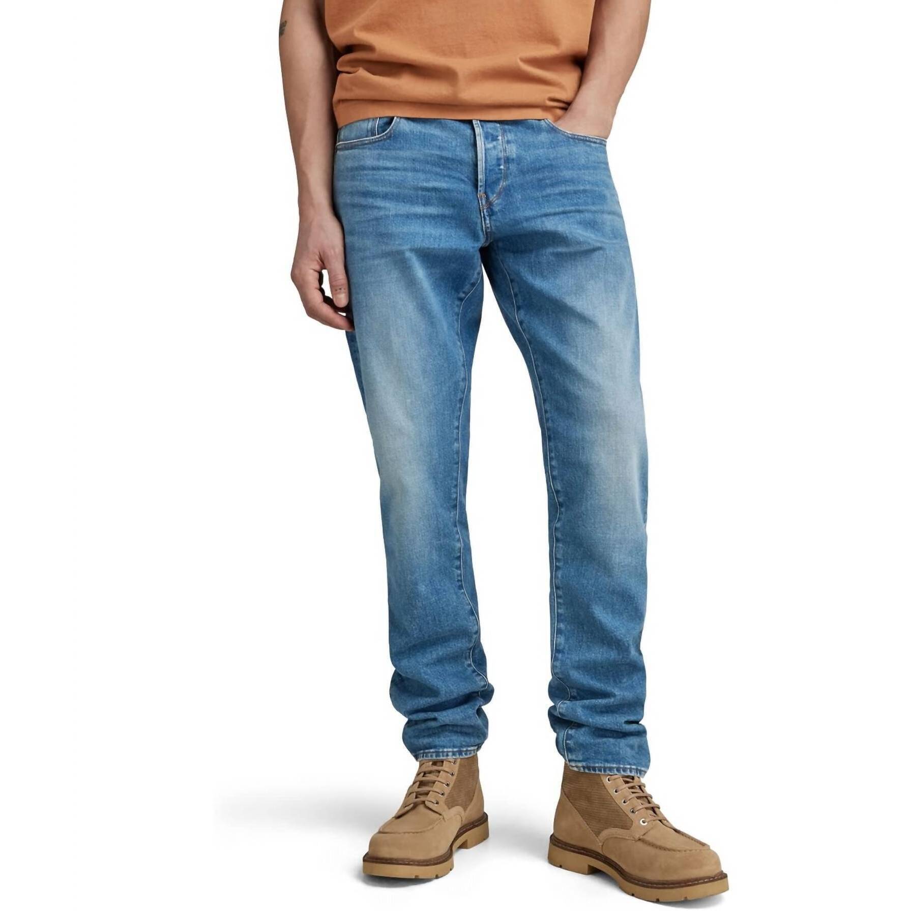 New G-Star Raw 3301 Regular Tapered Jeans In Worn In Azure